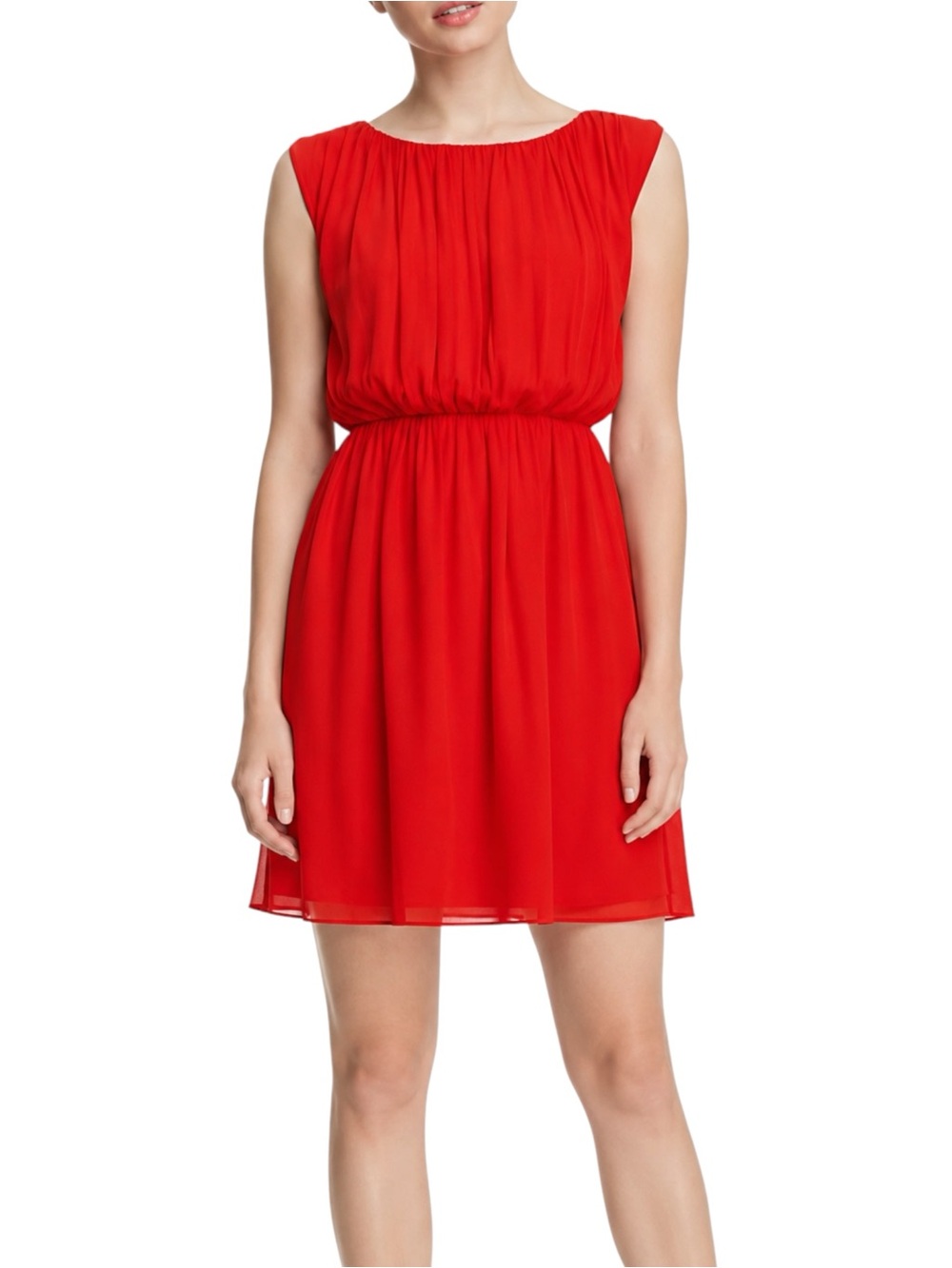 Alice + Olivia Josie Red Sleeveless Chiffon Silk Mini Dress